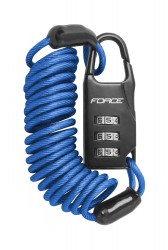 Force SMALL zámek spirálový kódový 120cm/3mm, modrý